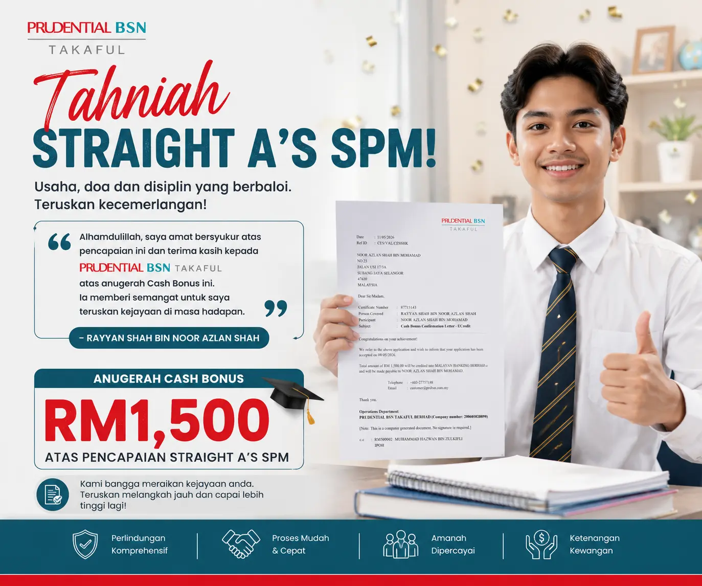 Bukti EduAchieve Bonus RM1,500 SPM Cemerlang